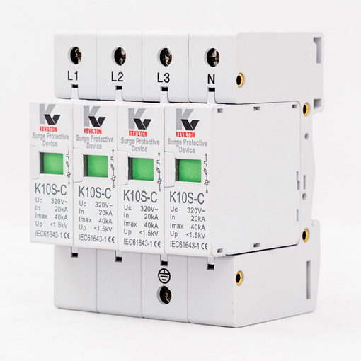 Kevilton 4 Pole Surge Protection Device SPD (230V+40kA Imax+Class II+≤25nS Response+4P Protection)