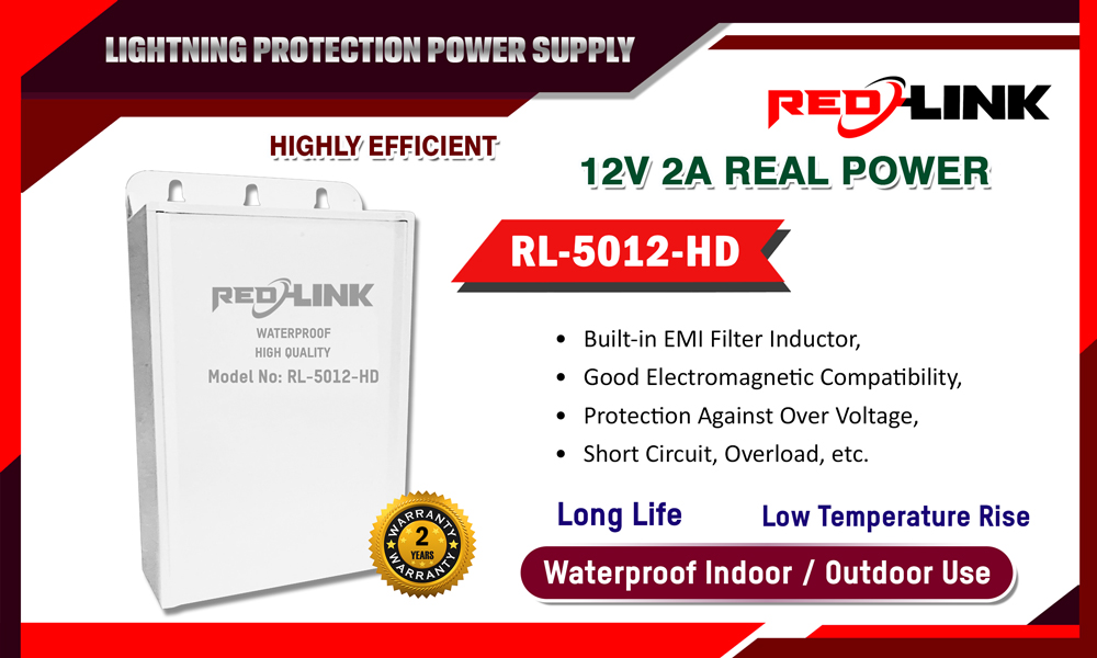 RED LINK 12V 2A Outdoor CCTV Power Supply Adapter