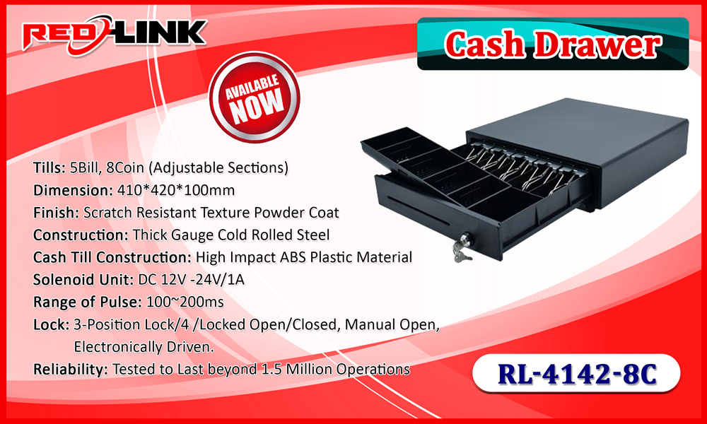 RED LINK Heavy Duty Cash Drawer (RL-4142-8C) Price Sri Lanka