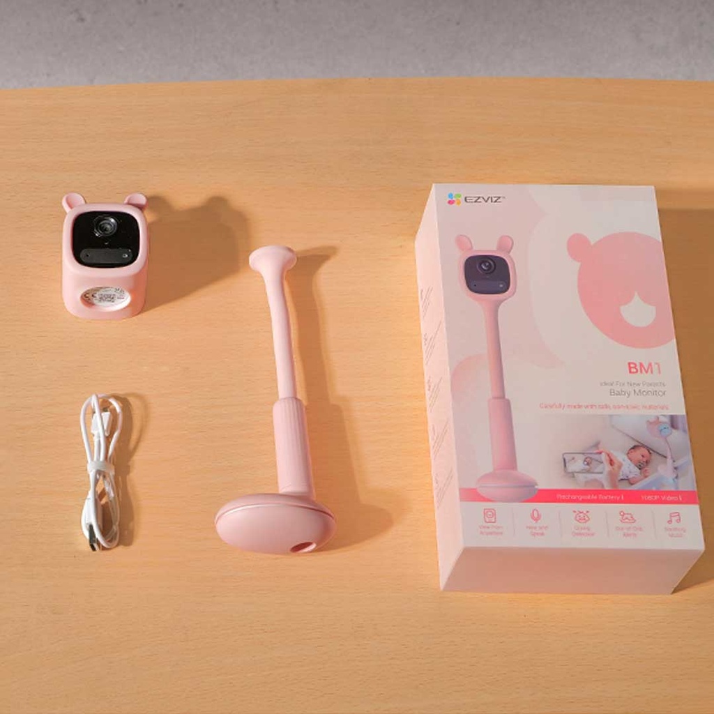 EZVIZ BM1 Battery-Powered Smart Baby Monitor (1080p Full HD+Crying Detection+2000mAh Battery+Out-of-Crib Alert+Auto Music)