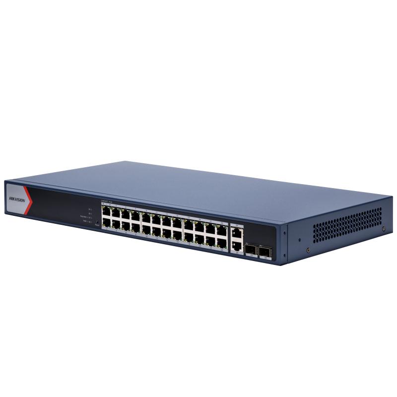 Buy the Hikvision DS-3E1528P-EI/M Smart Switch in Sri Lanka. This 24-port managed Gigabit PoE unit delivers a large 230W budget and dual fiber ports.