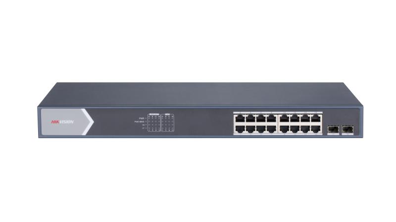 Buy the Hikvision DS-3E0518P-E/M Gigabit Switch in Sri Lanka. This 16-port unmanaged switch features a 125W PoE budget, dual SFP fiber slots, and 6KV surge protection.
