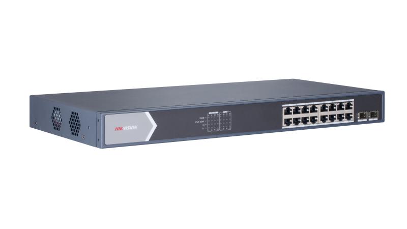 Buy the Hikvision DS-3E0518P-E/M Gigabit Switch in Sri Lanka. This 16-port unmanaged switch features a 125W PoE budget, dual SFP fiber slots, and 6KV surge protection.