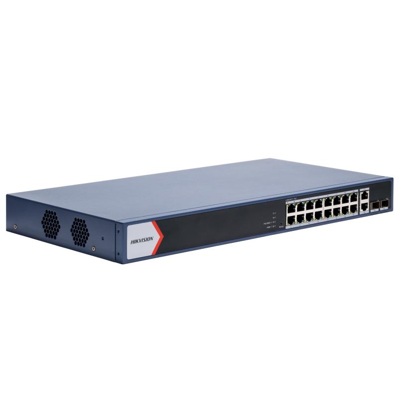 Buy the Hikvision DS-3E1520P-EI/M Smart Switch in Sri Lanka. This 16-port managed Gigabit PoE unit delivers a 125W budget and dual fiber ports.