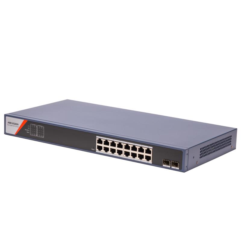 Buy the Hikvision DS-3E1518P-SI-16P2F Smart Switch in Sri Lanka. This 16-port Gigabit PoE unit features a 230W budget and dual SFP fiber uplinks.
