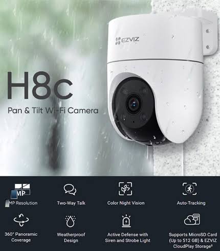 Buy EZVIZ Wifi Camera in Sri lanka (H8c Pro 4G 3K 5MP) at elecshop.lk. Features 4G LTE, 360° pan/tilt, color night vision, & islandwide delivery!