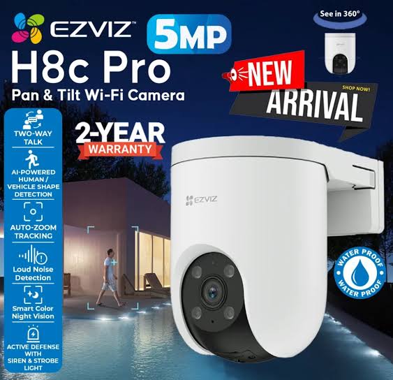 Buy EZVIZ Wifi Camera in Sri lanka (H8c Pro 4G 3K 5MP) at elecshop.lk. Features 4G LTE, 360° pan/tilt, color night vision, & islandwide delivery!
