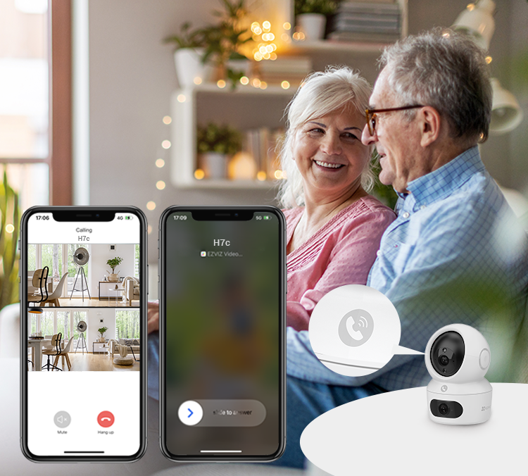 EZVIZ H7c Dual 2K⁺ 4MP Indoor Smart Pan & Tilt Security Camera (Dual 4MP Lenses + 2.4/5GHz Dual-Band Wi-Fi 6 + AI Human & Noise Detection + Smart Color Night Vision + Two-Way Touch Call)
